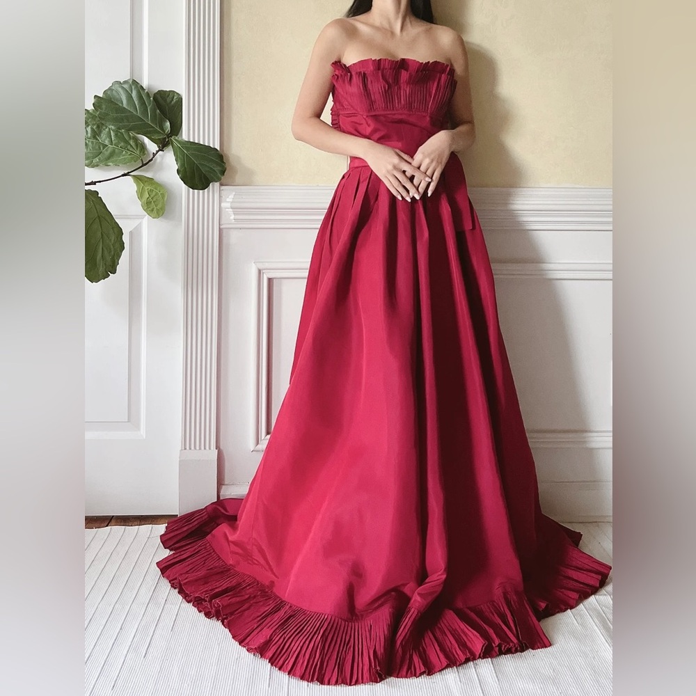 Vintage Victor Costa Pleated Bust Gown - Picture 3 of 5